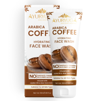 AyurYuga Arabica Coffee Face Wash 50 ml for Men & Women | Herbal Formula for Anti-Acne, Oil Control, Tan Removal, Blackhead Remover & Skin Brightening | Deep Cleansing & Glow