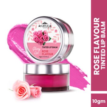 AyurYuga Rose Gloss SOFT Tinted Lip Balm & Cheek Tint | Ultra Hydrating Rose – Dual-Action Moisturizer for Lips and Cheeks with Natural Soft Rosy Pink Tint for Everyday